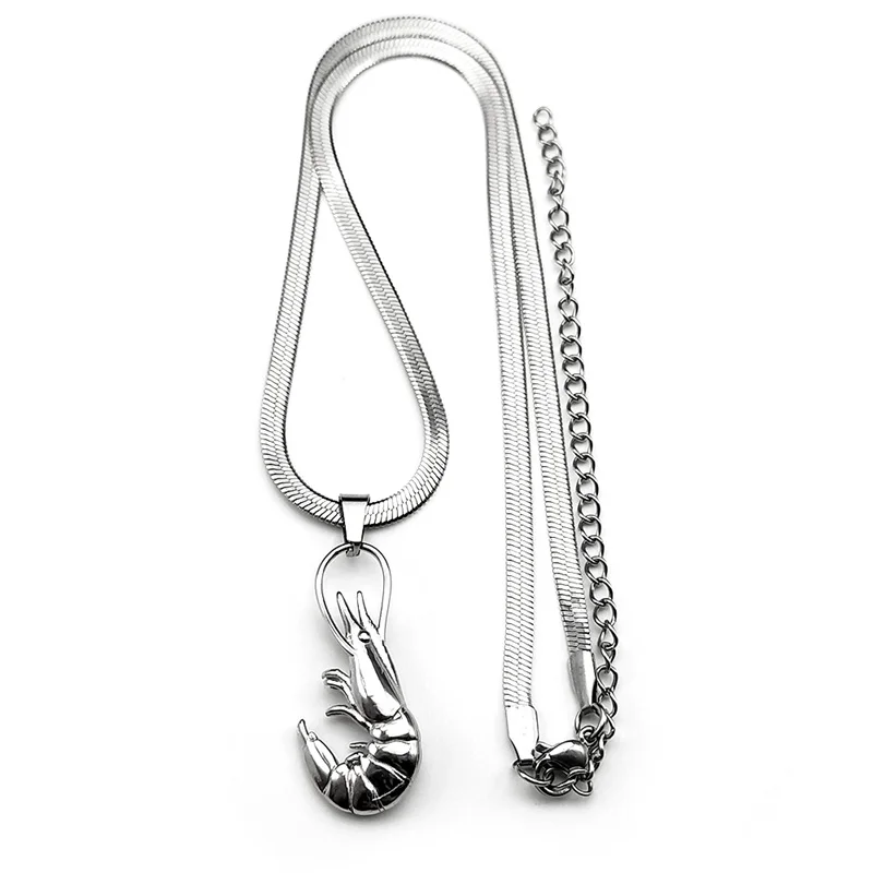 Lustige Garnelen Hiphop Halskette Für Frauen Männer Edelstahl Silber Farbe Männlichen Mode Halsband Party Halskette Schmuck Geschenke – Detail 8
