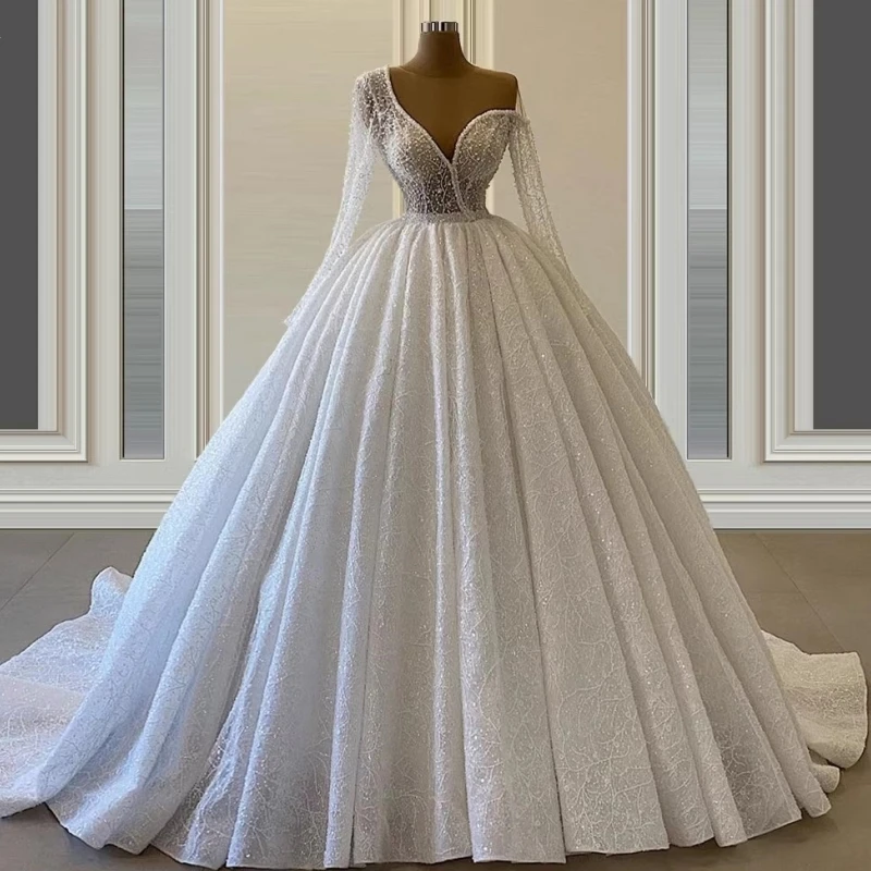 

AA136 Customized Princess Women Wedding Dress Long Sleeve Lace Ball Gown Bride Bridal Gown Vestido De Noiva Robe De Mariee 2025