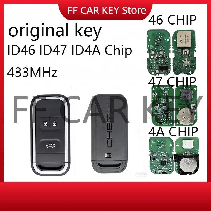 Original Smart Remote Key ID46 ID47 ID4A Chip 433MHz for Chery Tiggo 5 7 8 Tiggo 5X Arrizo 5 6 7 GX