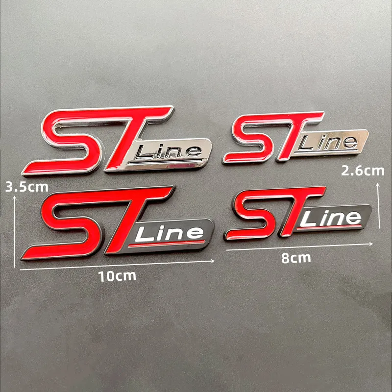 3D Metal ST Line Logo Front Grill Emblem Trunk Badge For Ford Kuga MK3 MK4 Max Focus Puma Fiesta ST Line Sticker Car Accessories