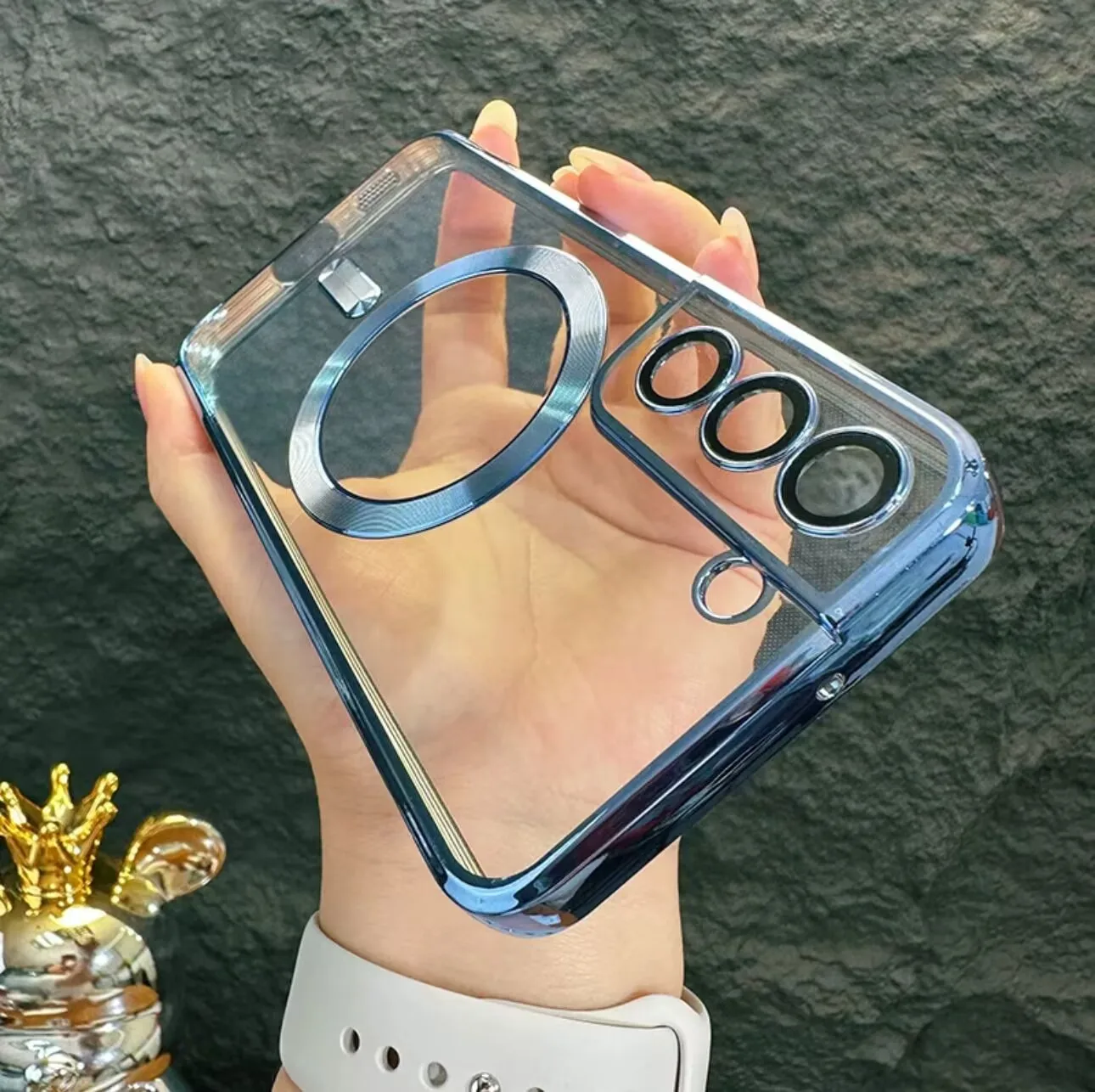 

Новый чехол для телефона Galaxy S24Ultra, гальванический мягкий корпус, прозрачный узор для компакт-дисков, магнитная присоска S23 + защитный чехол от падения