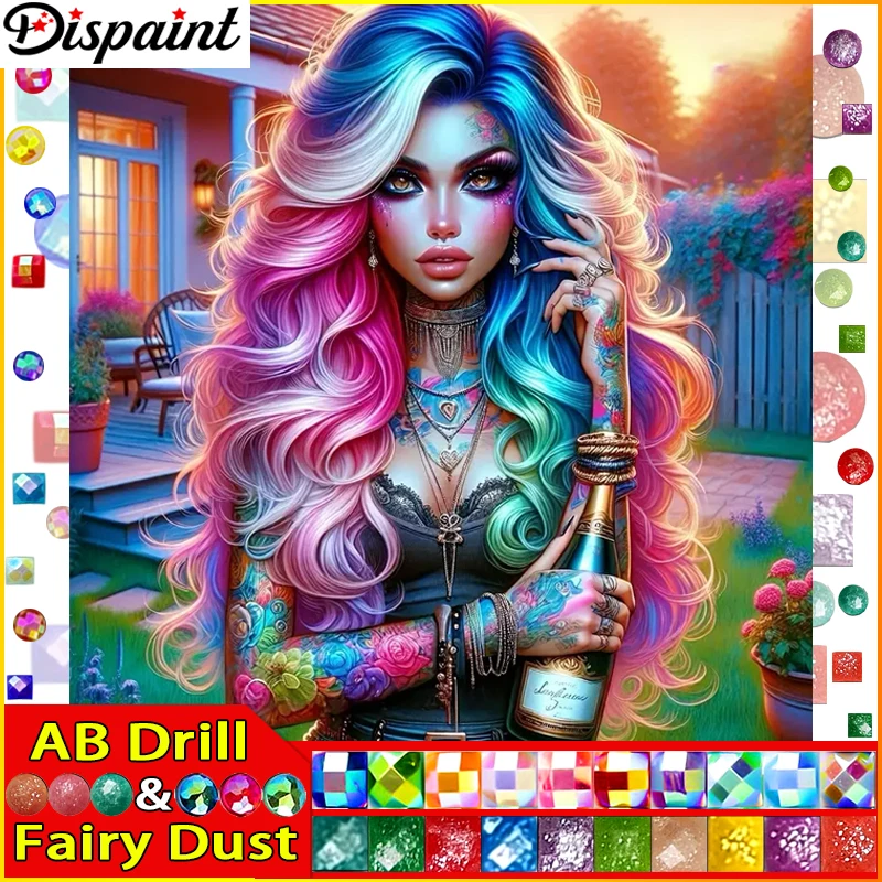 

Dispaint Fairy Dust AB Square/Round Drill 5D DIY Diamond Painting "Woman Sunset" Embroidery Cross Stitch Full Rhinestone Decor