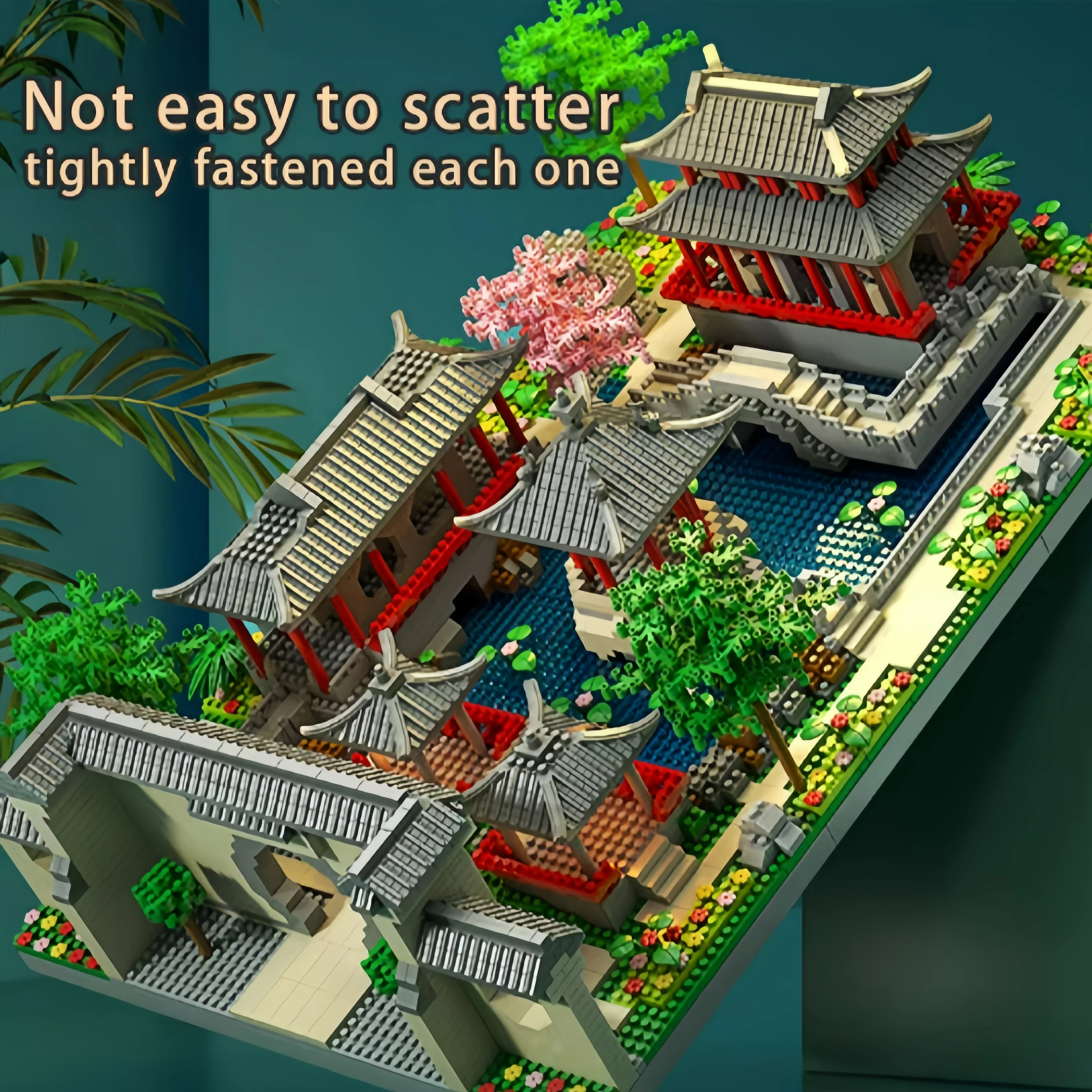 Suzhou garden Chinese classic building microparticle building block model decoration educational toys view 3