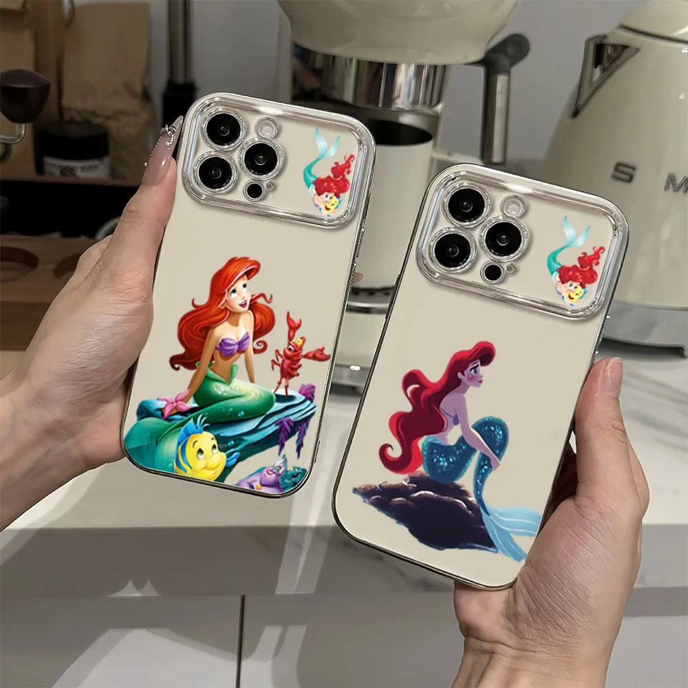 MINISO T-The Little Mermaid Electric Ferry Large Window Phone Case For iPhone 12 11 13 14 15 16 Pro Max Plus Shell