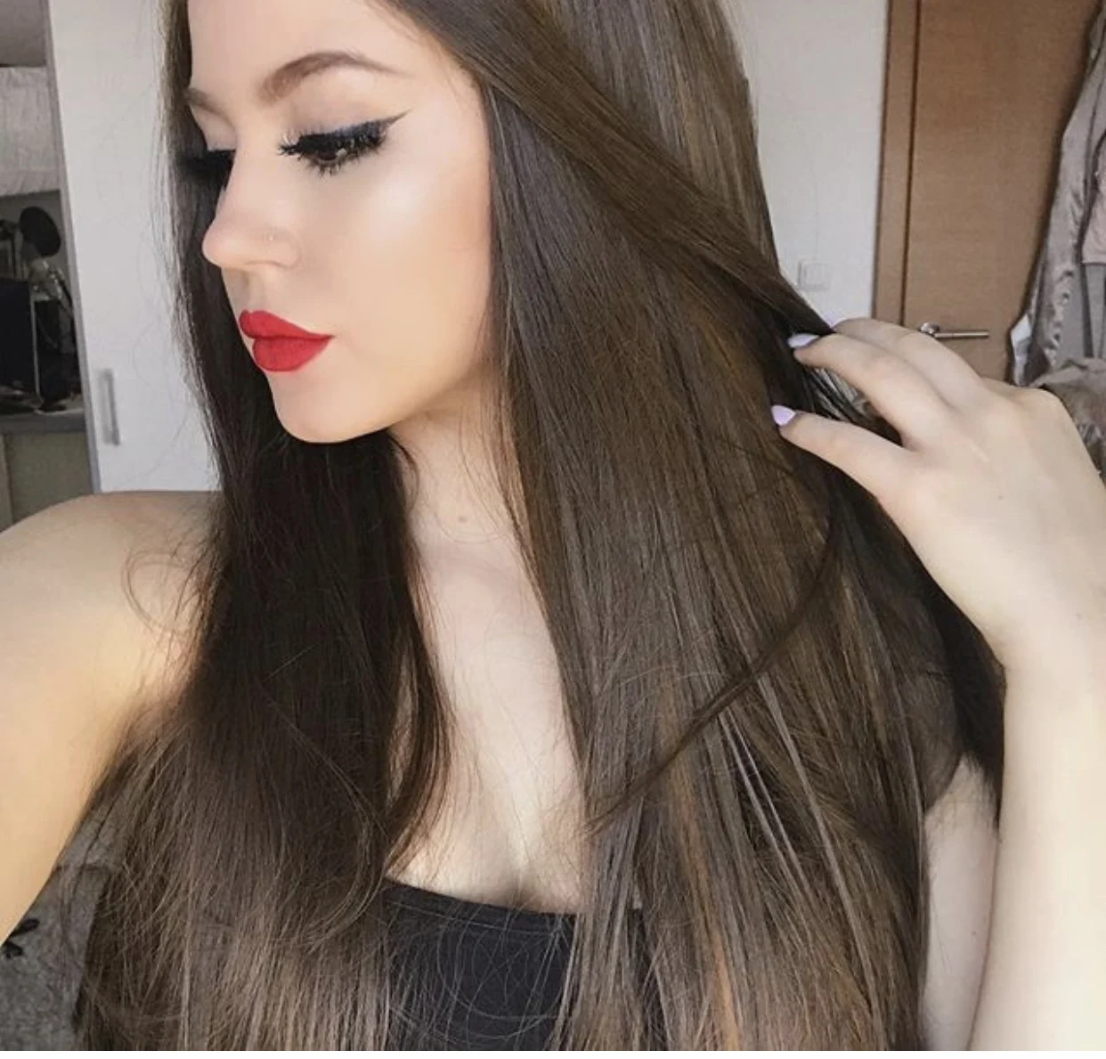 شعر مستعار ناعم منزوع مسبقًا 26 بوصة طويل بني حريري مستقيم 180 كثافة باروكة أمامية من الدانتيل اصطناعي للنساء مقاوم للحرارة بدون صمغ يوميًا #3