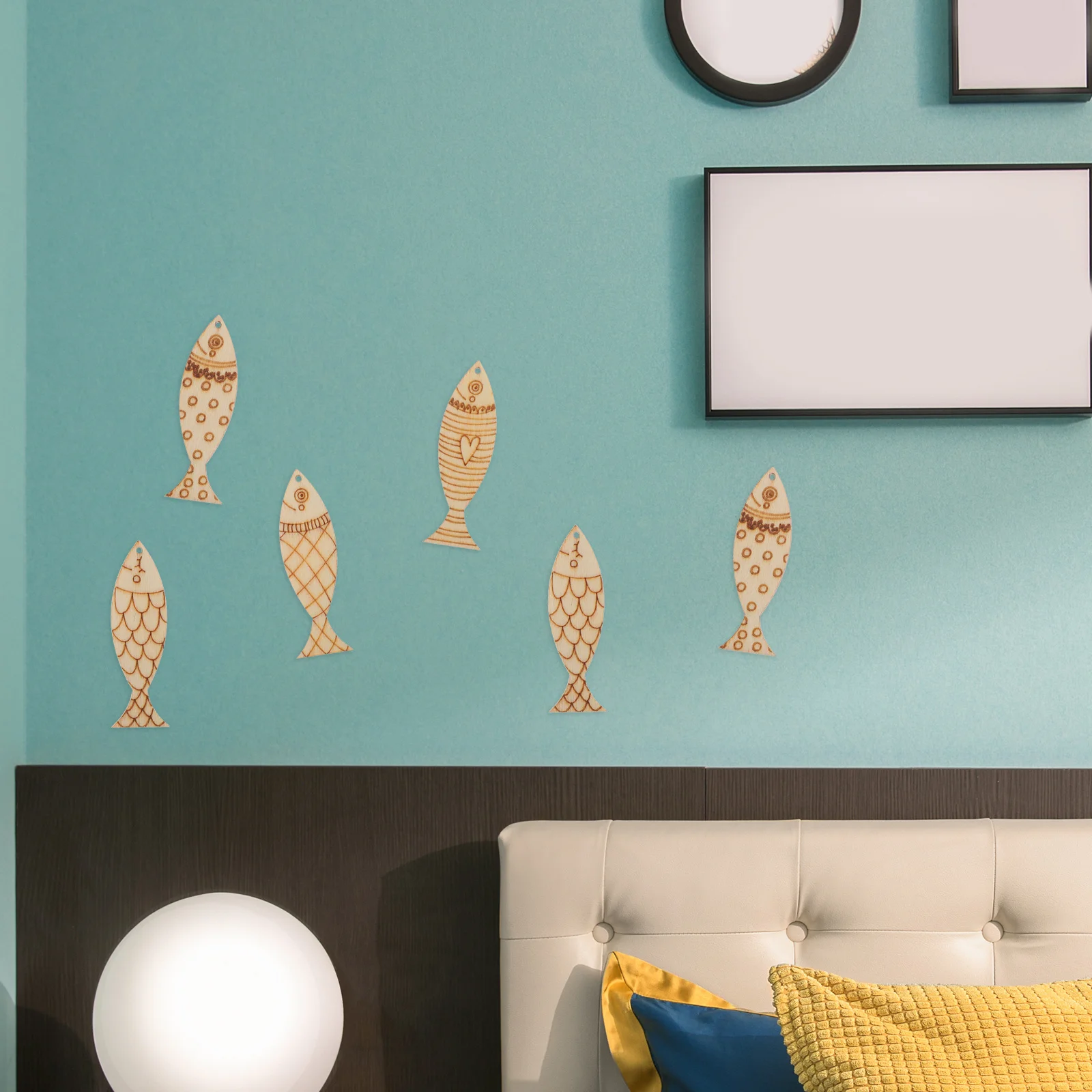 

50Pcs Unfinished Wooden Fish Ornaments DIY Craft Supplies Mediterranean Style Nautical Decor Kindergarten Projects Creative