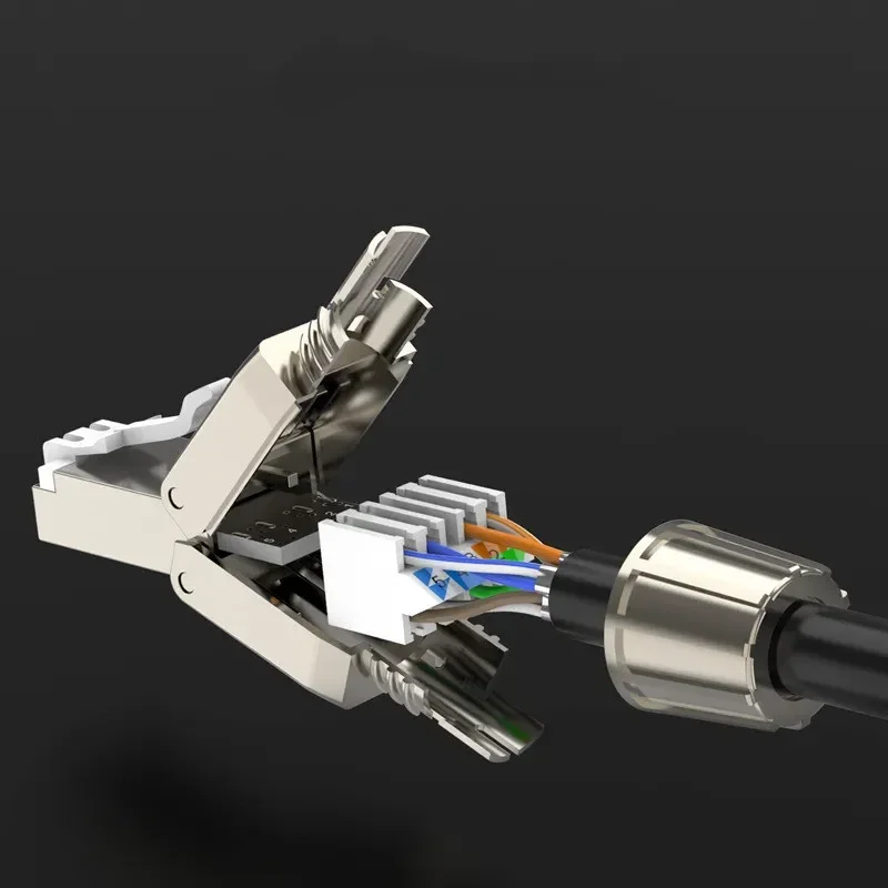 Conector rj45 Cat6a cat7, utp/stp, utp, plugue de rede, plugue modular blindado poe ethernet, adaptador macho