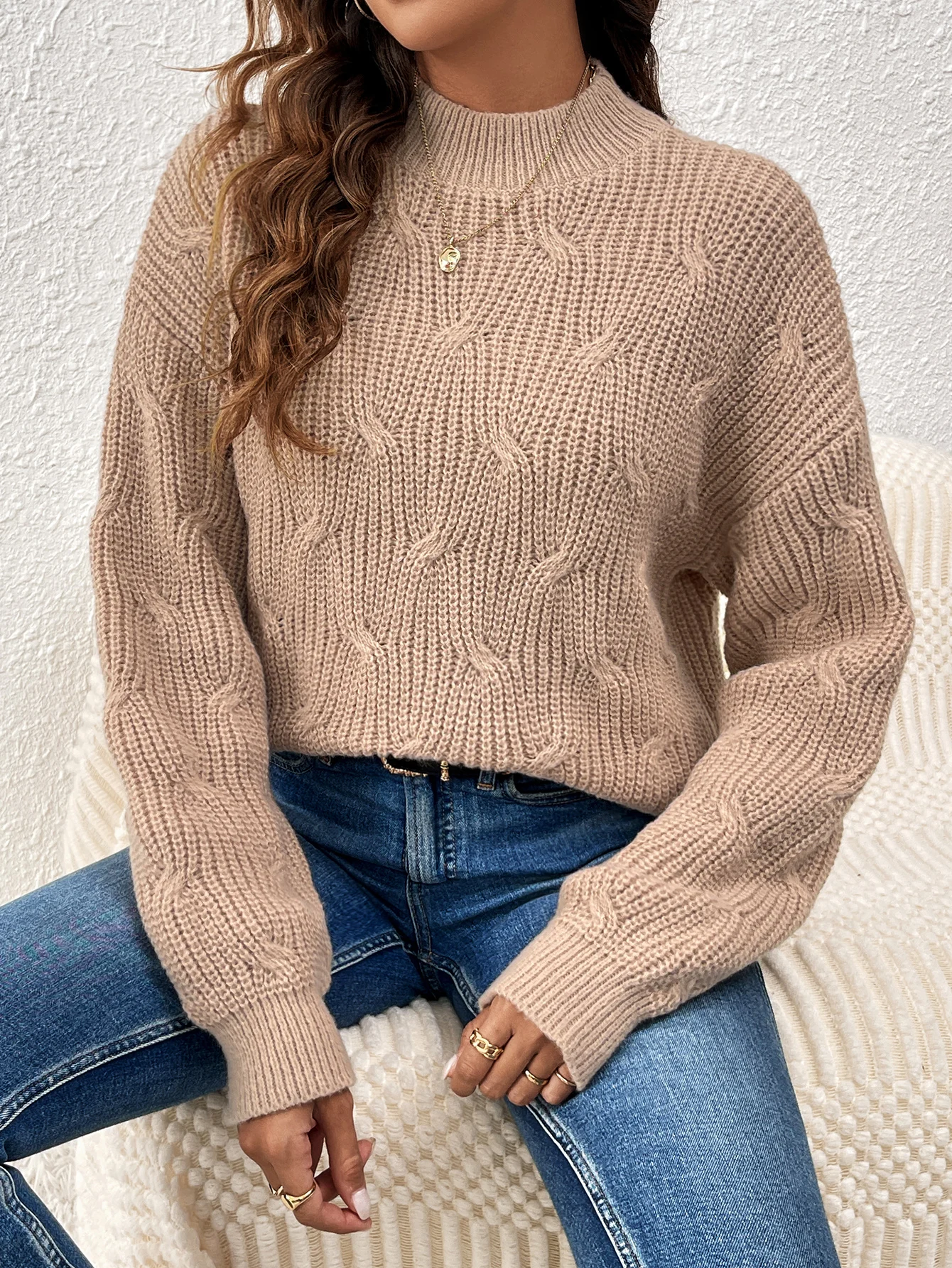 GarbGlory Maomao Rain Solid Fried Dough Twists Pullover Cross border Women's Sweater Autumn and Winter New Vintage Loose Knit