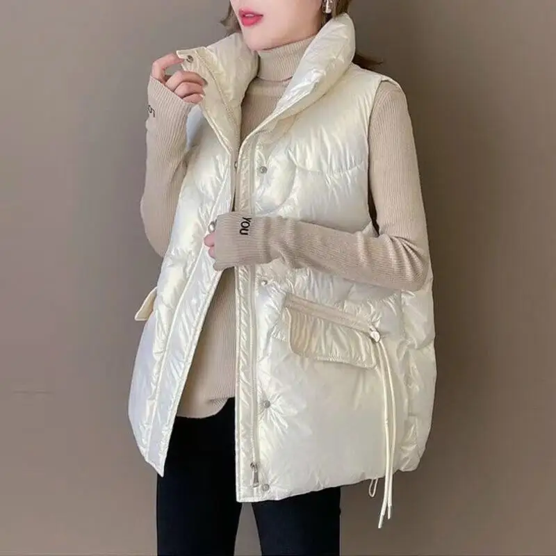 Winter Thick Warm Down Cotton Vest for Women New Western Style Cold Resistant Versatile Can Be Wearing Externally Withcottonclip