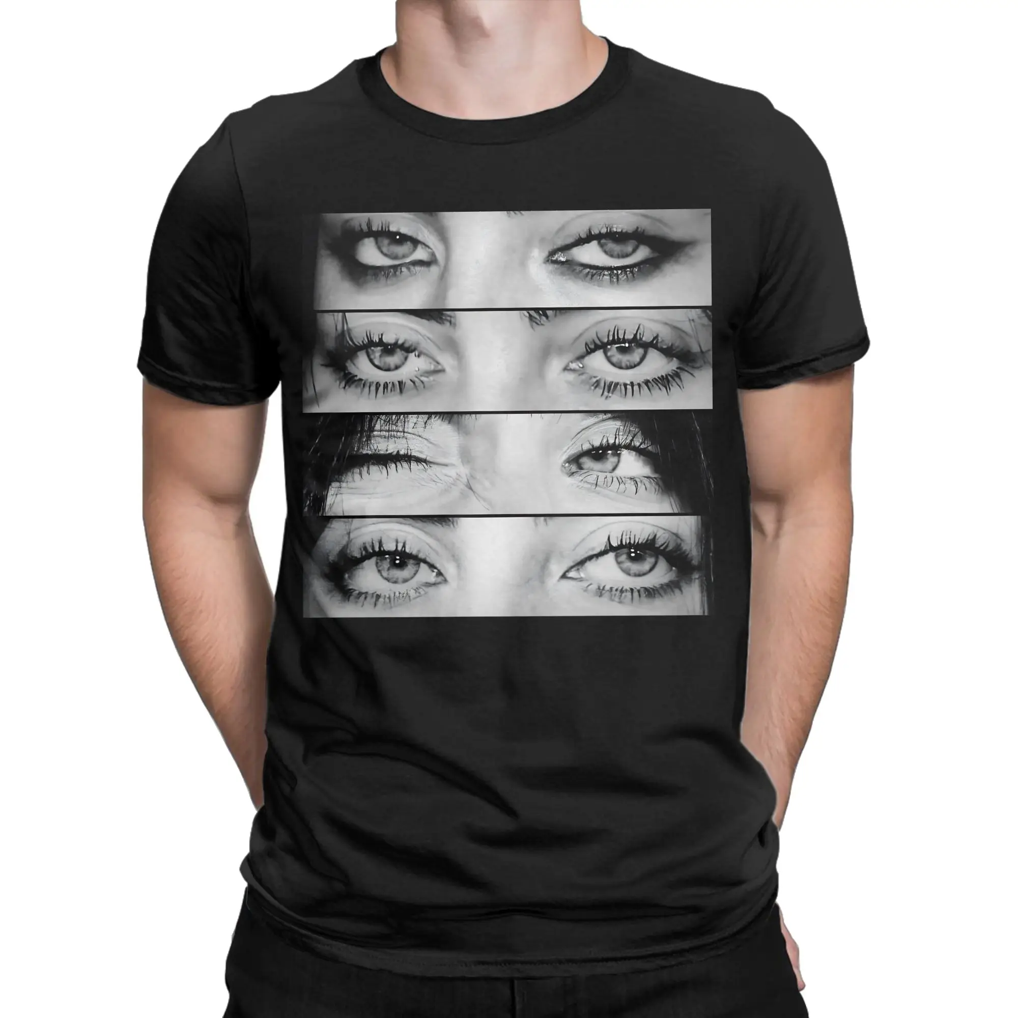 Singer B-Billies-Eilished Eye Collage Men's T Shirt Musician Tee Shirt Short Sleeve T-Shirts 100% Cotton Plus Size Tops