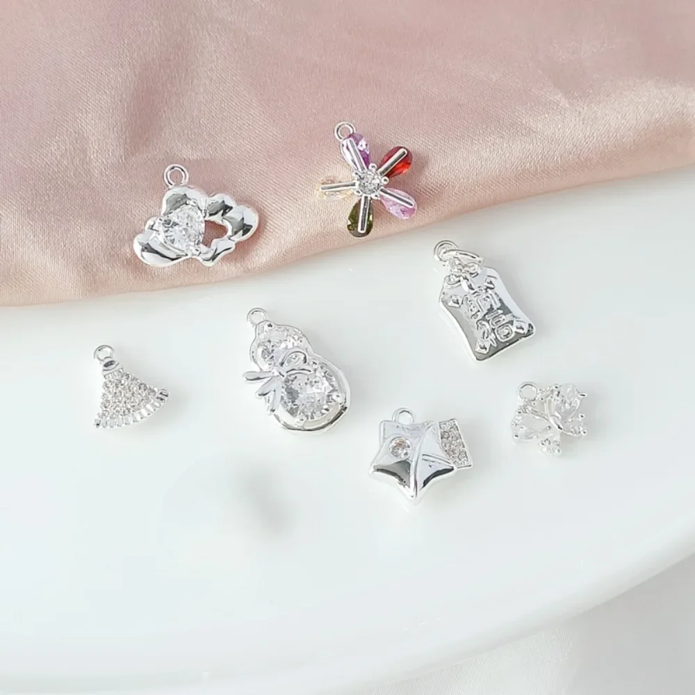 

Silver-inlaid Zircon Lucky Charm Cloud Dress Butterfly Five-pointed Star Gourd Pendant, Diy Handmade Accessories