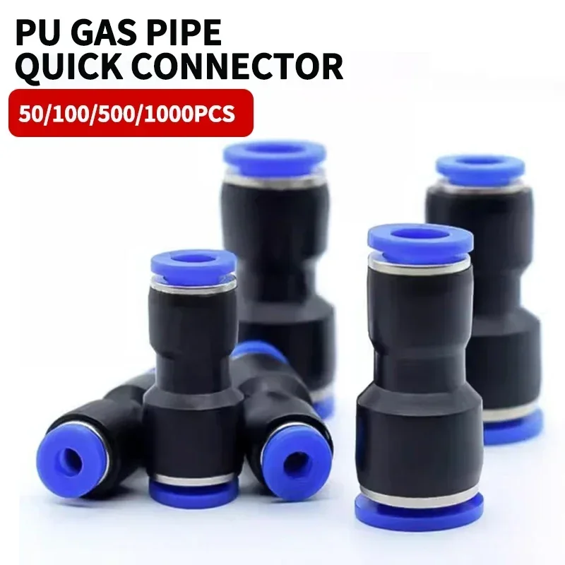 

1000/100/50Pcs Pneumatic Quick Connector PU Straight Through PG Variable Diameter Trachea High Pressure Fast Plug 4 6 8 10mm