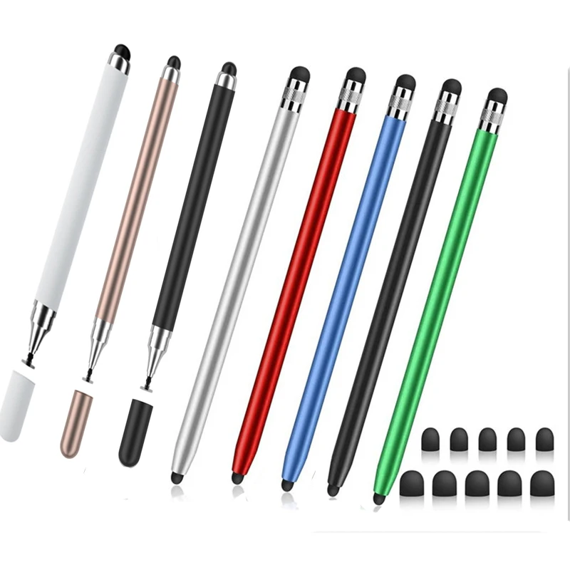 

High Quality Universal Pencil Double Silicon Head Touch Capacitive Screen Stylus Caneta Capacitive Pen For Tablet Smartphone