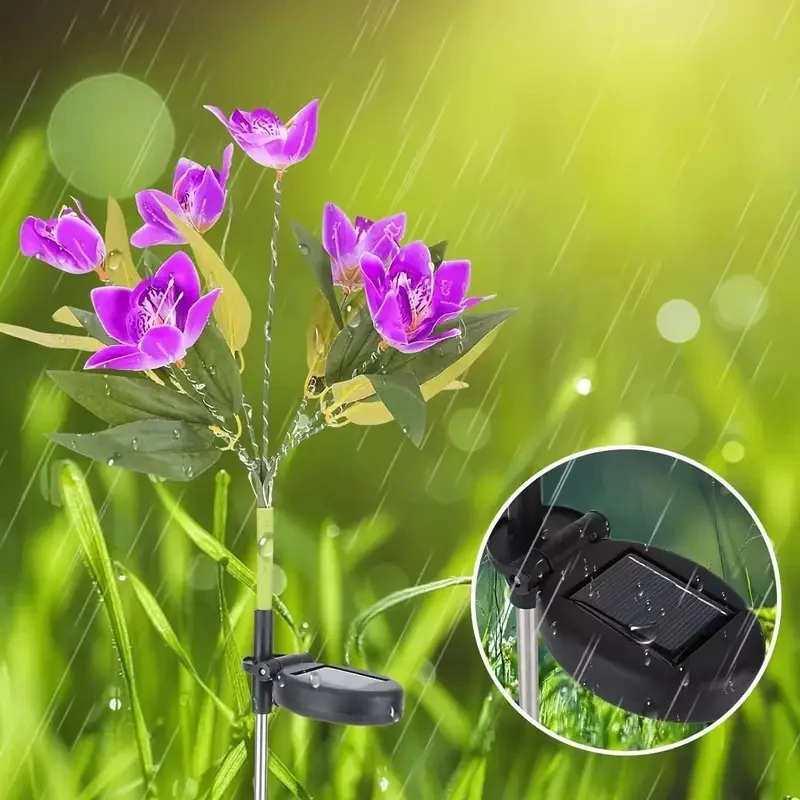 Solarleuchten für den Außenbereich, Garten, dekorative Blumen, wasserdicht, Solar-Orchideenblumen-Licht, LED, solarbetriebene Landschaftsbeleuchtung für den Hof