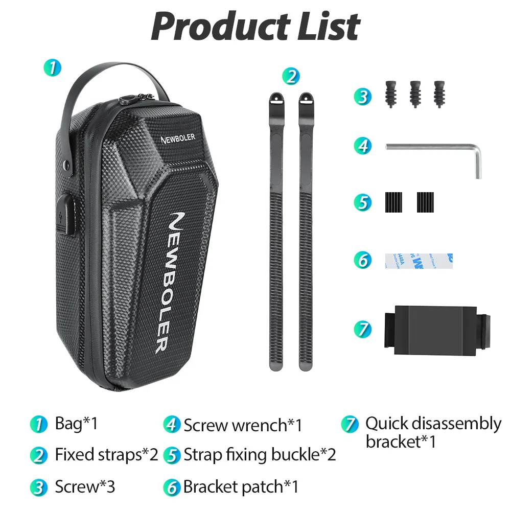 NEWBOLER 3L/5L Elektroroller-Tasche Zubehör Elektrofahrzeug-Tasche mit USB-Anschluss Wasserdichte Roller-Vordertasche Fahrradtasche – Detail 16