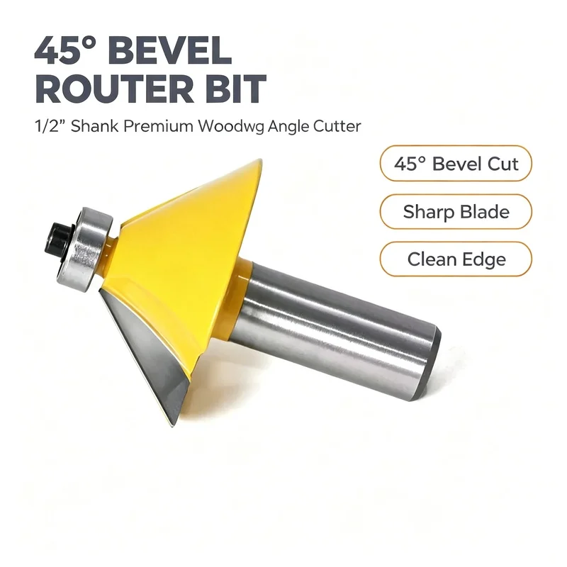 45 Degree Bevel Chamfer Router Bit, 1/2