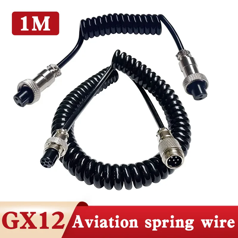 GX12 2/3/4/5/6/7pin Aviation Plug Spring Wire Male to Female Head Telescopic Line GX12 Straighten 100cm/39.37inch Spiral Cable