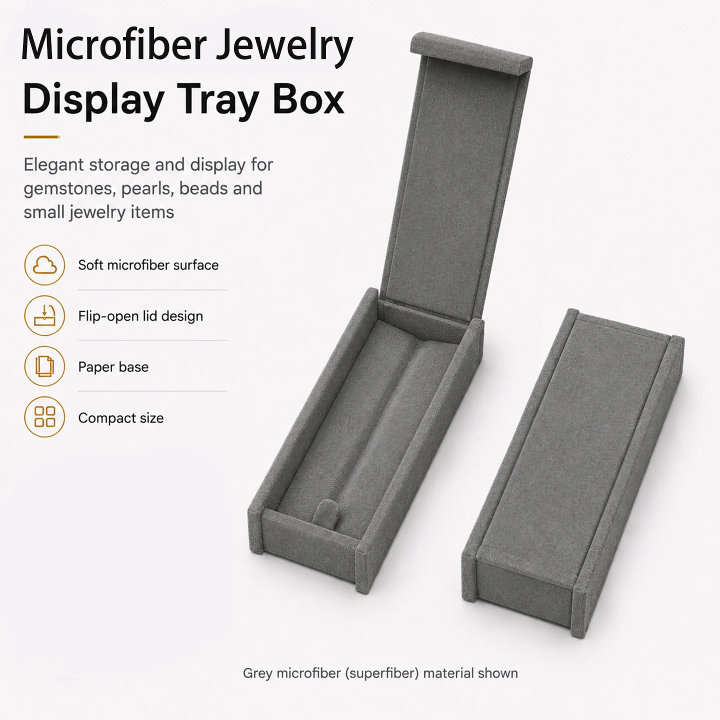 Microfiber Jewelry Display Props Gem Box with Cover Color Diamond Case Bare Stone Storage Tray for Jewelry Storage