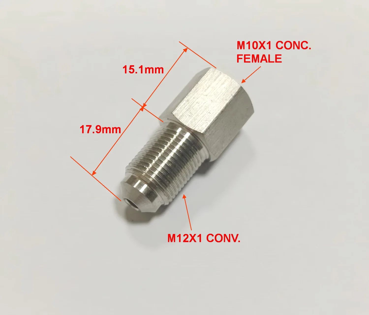 Adaptateur de frein concave convexe mâle M12x1 en acier inoxydable vers M10x1 femelle