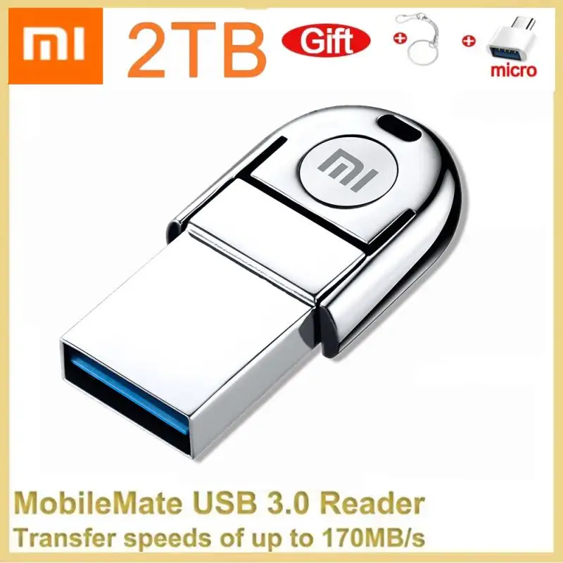 Xiaomi 2TB Mini Flash Drive USB3.0 High-Speed Pen Drive 1TB 512GB Memory Data Transmission Metal PenDrive TYPE-C Adapter