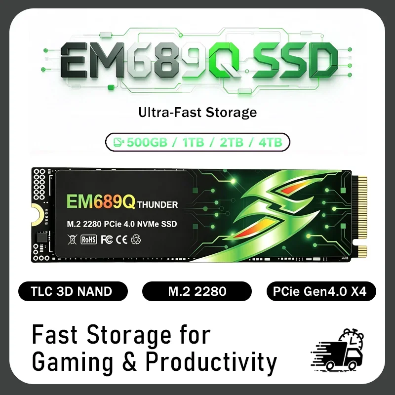 NEW EM689Q SSD NVMe M.2 Fast Pro 1TB 2TB 4TB  M.2 2280 PCIe Gen4.0x4 Built-in Solid State Drive Disk for Laptop Desktop.