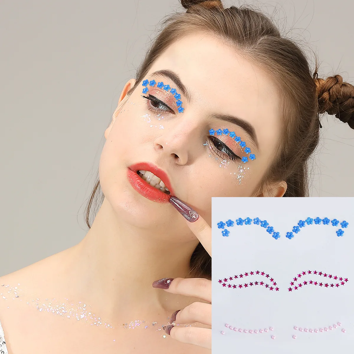 

Face Jewels Rhinestones Makeup Art Eyeliner Glitter Face Jewelry Sticker Temporary Tattoo Party Bady Makeup Tool Diamond Sticker
