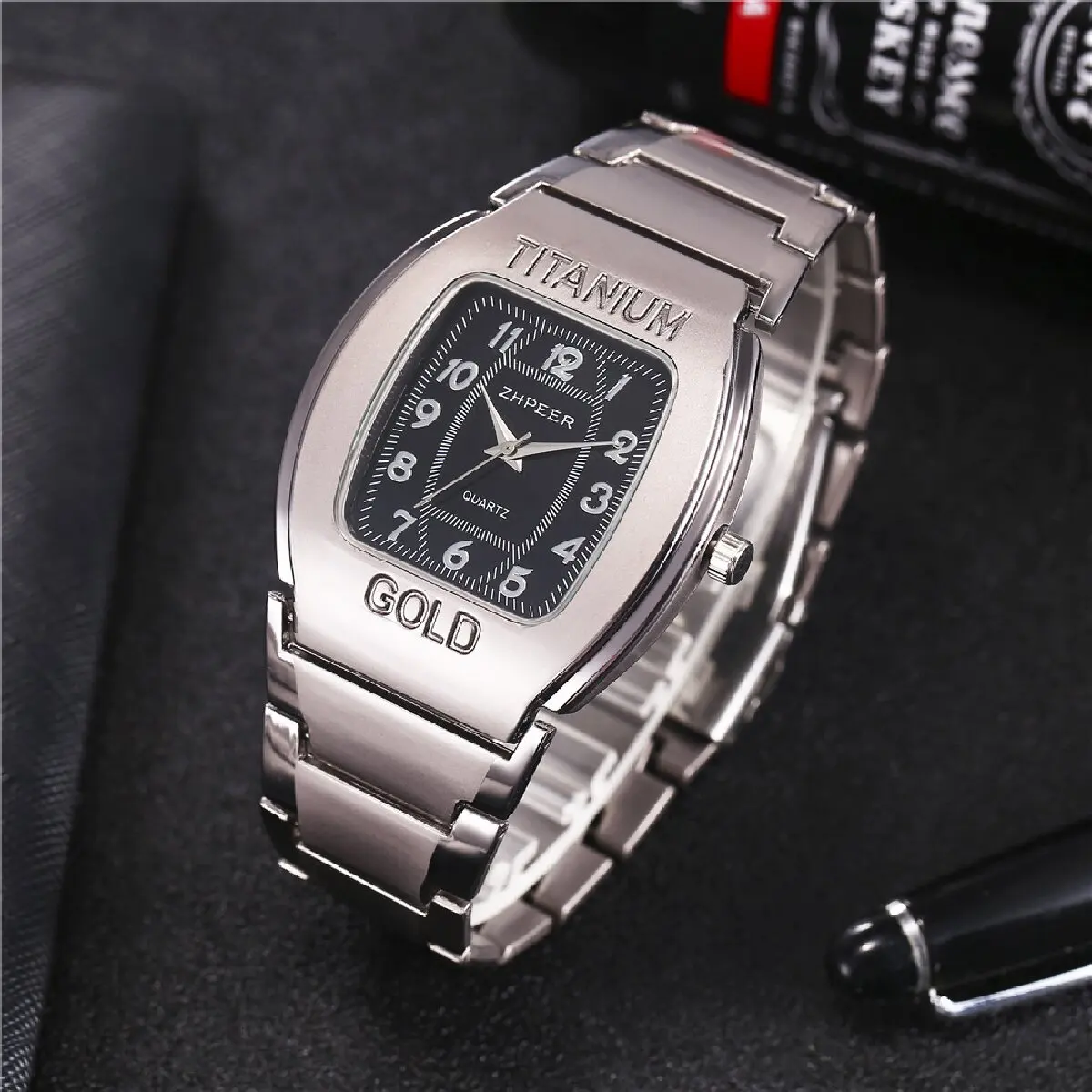 Wine Bucket Titanium Alloy Quartz Watch, Business Casual Steel Band, Edição masculina