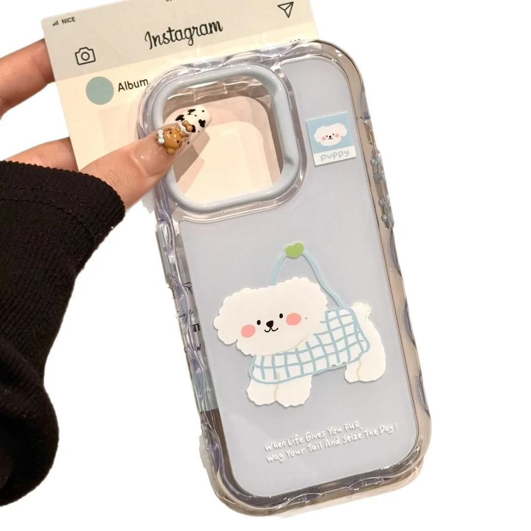 Cute Little White Pendant Suitable For Iphone 16 Phone Case Iphone 15 Protective Case14 Ripple Jelly 13 Anti Drop