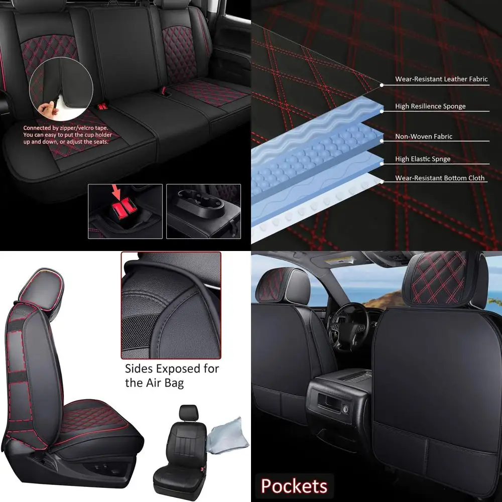 

Кожаные чехлы на сиденья, полный комплект на 5 сидений, подходит для 2009-2024 Dodge Ram 1500, дышащий чехол, Dodge Ram 2500 3500 Air 2010-2023 гг.