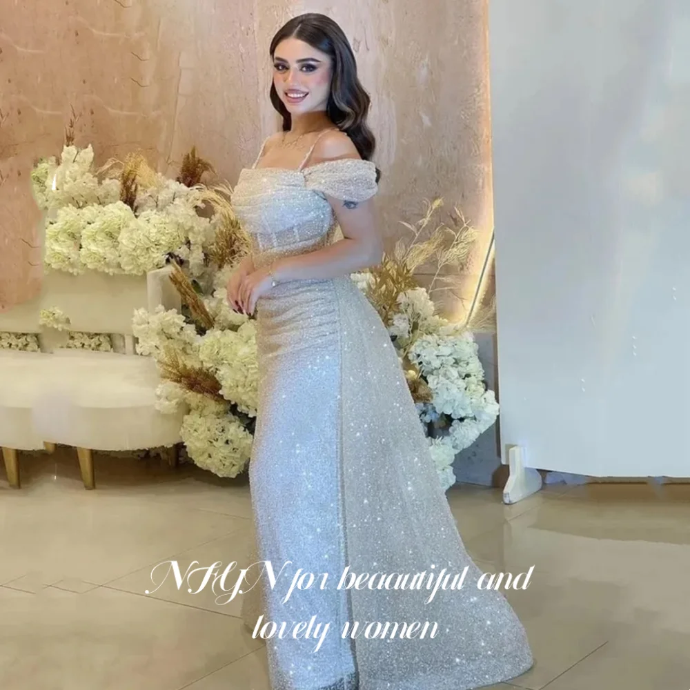

NFYN Gorgeous Sequins Prom Gown Off the Shoulder Hollow Prom Dress with Fishbone Trailing Chic Woman Evening Dresses Customized