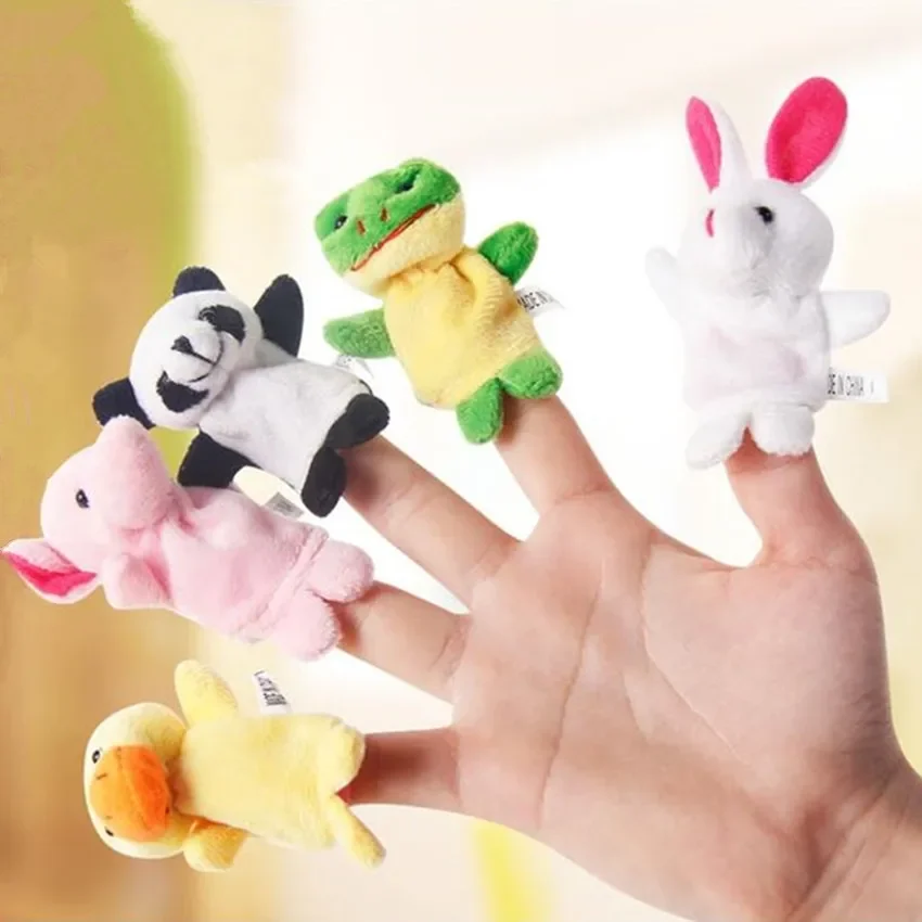 5PCS Cute Baby Toys Cartoon Animal Hand Finger Puppets Pretend Play Plush Dolls Parent-child Game Props Funny Gifts for Children