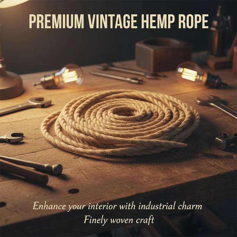 Jute Twisted Electrical Cord, Vintage Pendant Lamp Wire, DIY Industrial Home Cafe Decor
