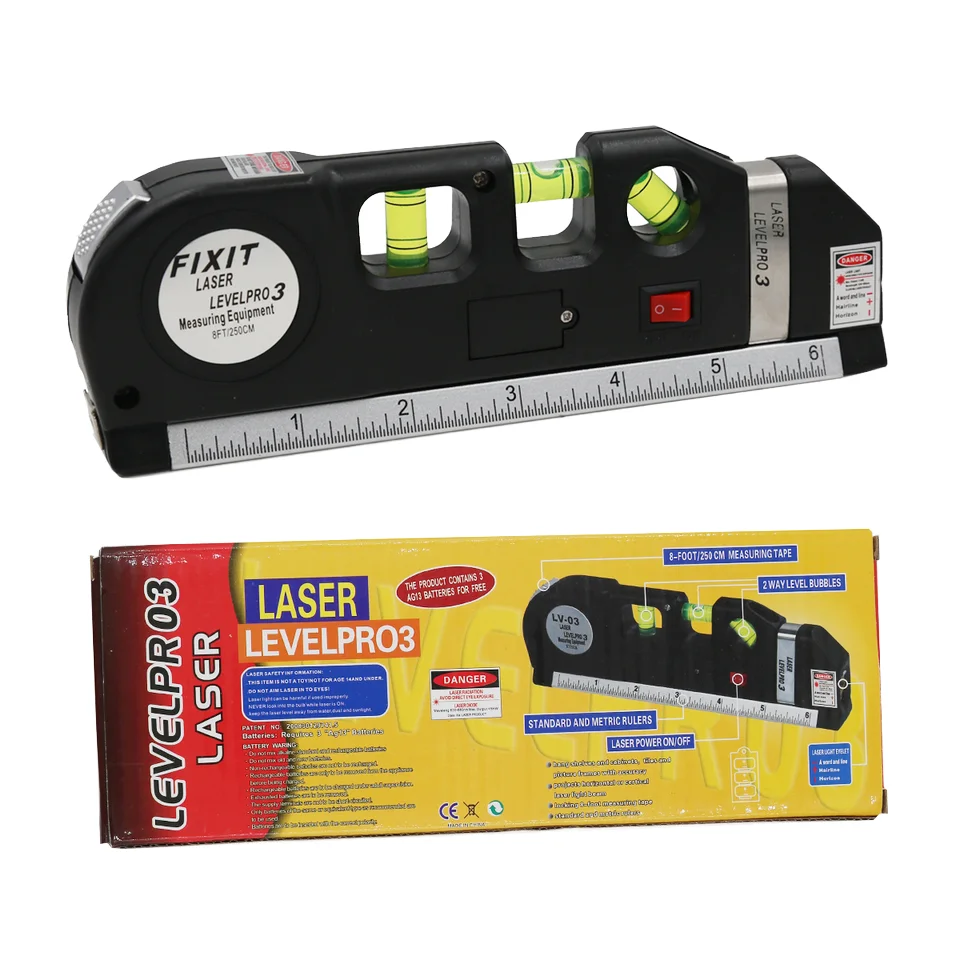 

Laser Level Line Tool Multipurpose Horizon Vertical Measure Line Laser Leveler Tool 8FT Aligner Measure Tape for Home Decoration