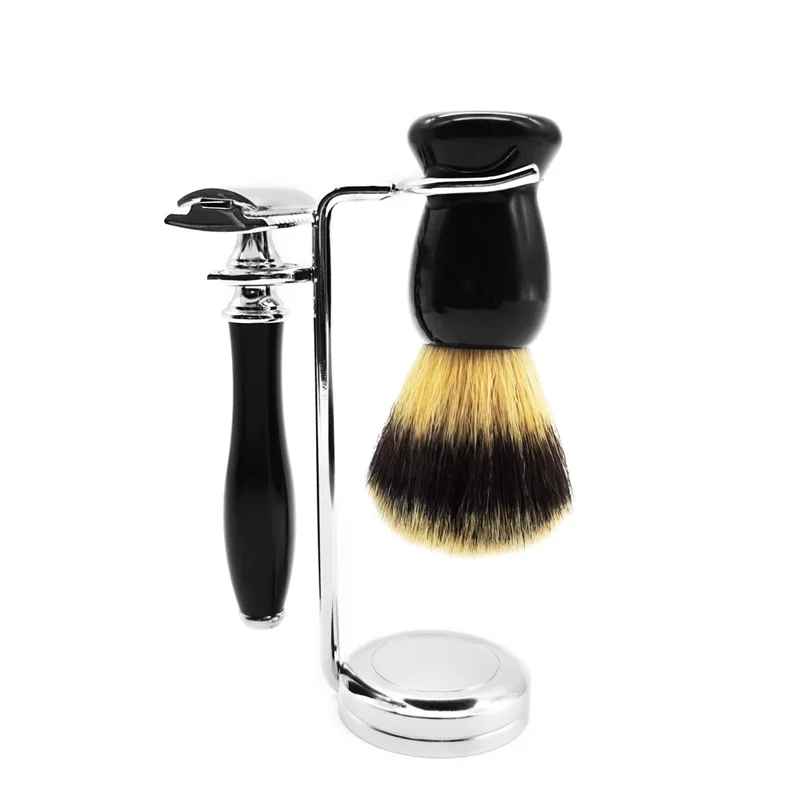 3 Edge Shaving Razor With Black  Coated Handle Beard and Mustache Safety Razor For Mens Perfect Shave