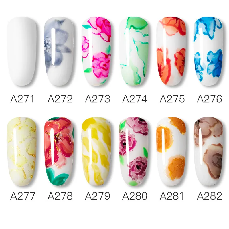 Zestaw żeli do paznokci akwarelowych |   Blossom & Halo Effect 12ML Lakier do paznokci zmieniający kolor, baza i top coat, wymaga lampy UV