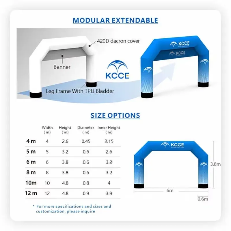 KCCE Arche Gonflable Customized Waterproof Inflatable Race Arch Outdoor Sport Event Airtight Stable Advertising Inflatable