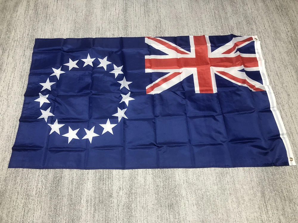 Cook Islands flag 3x5fts 90X150CM double penetration polyester hanging banner Cook Islands national Flag for decoration