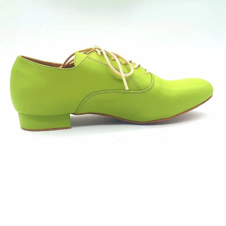 

Мужские танцевальные туфли для латины, сальсы и бальных танцев, с подошвой из кожи, зеленые, каблук 2,5 см, кожаные кроссовки для вечеринок и танцев