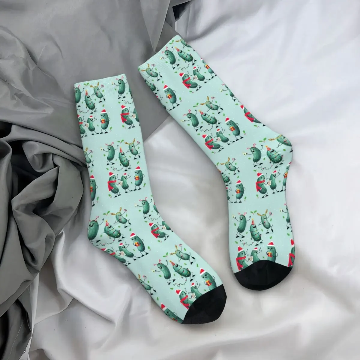 Holiday Pickle Party Socks Harajuku Super Soft Stockings All Season Long Socks Accessories for Man's Woman's Gifts