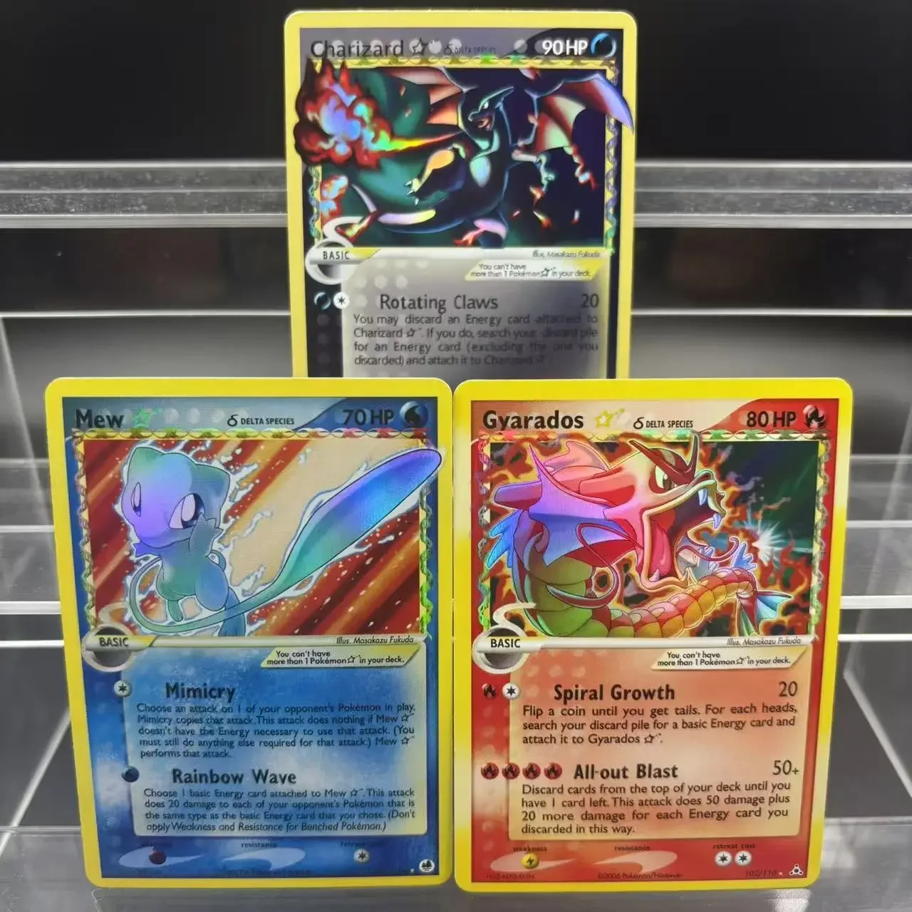 การ์ดสะสม PTCG DIY ปี 2006 GOLD STAR CHARIZARD MEW Gyarados การ์ดเดี่ยวทำเอง เกมคลาสสิก การ์ดอนิเมะ ของขวัญ ของเล่น