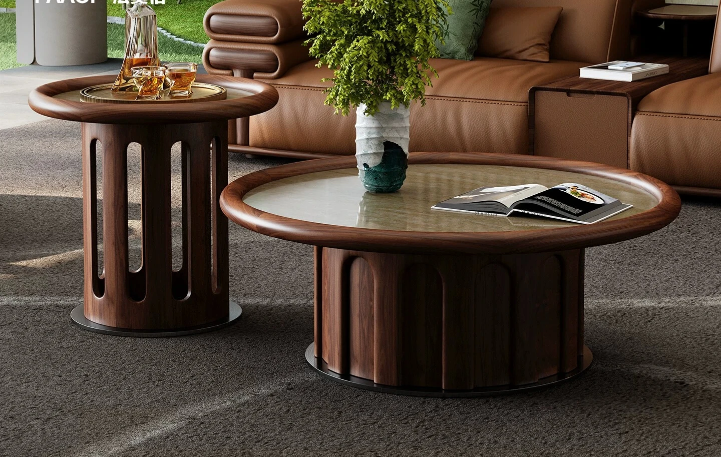 

PYJ living room Italian minimalist round size household round table coffee table combination