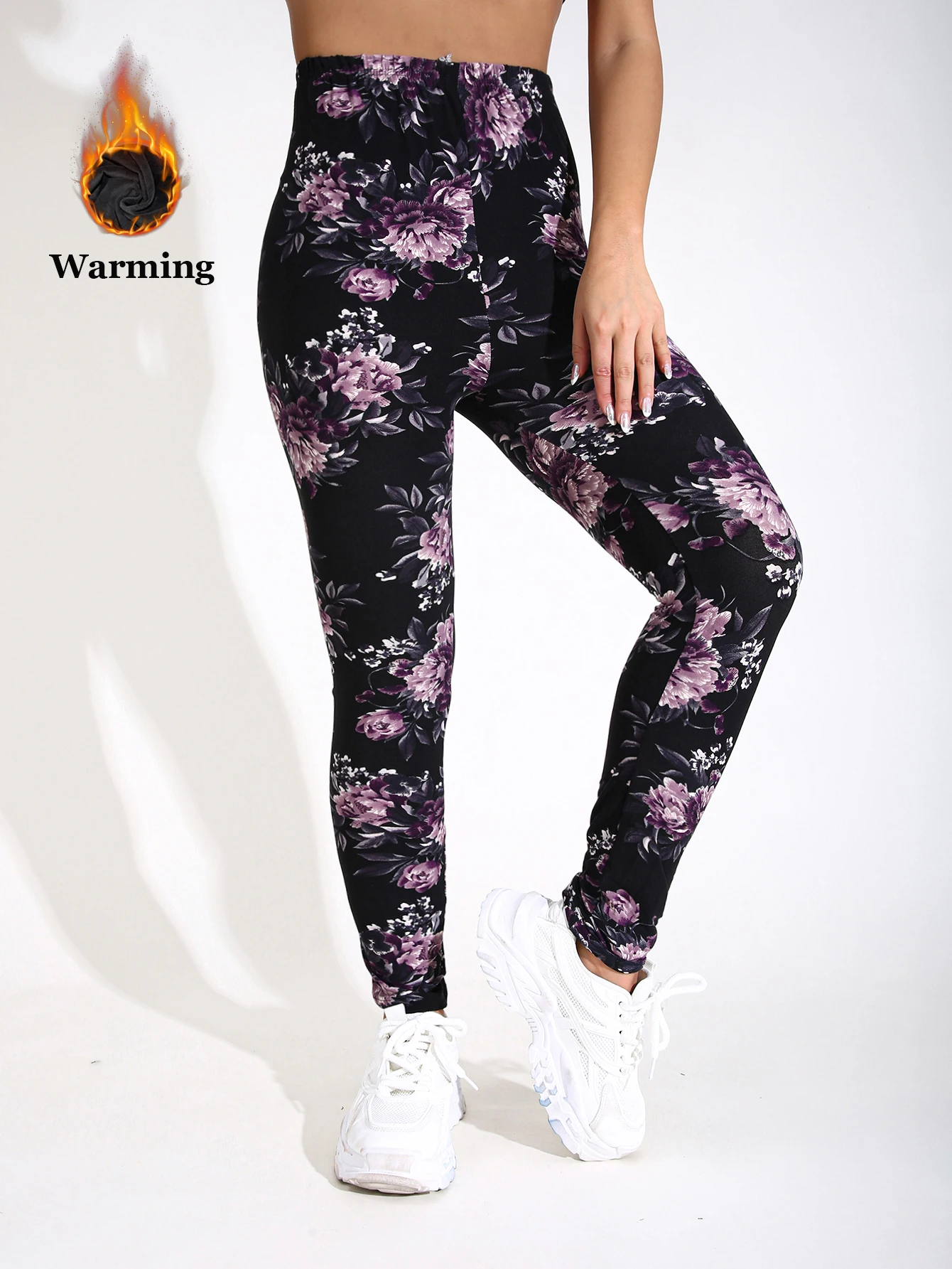 가을 겨울 1PACK 여성 보라색 벚꽃 두꺼운 벨벳 섹시한 꽉 레깅스 캐주얼 스포츠 우아한 피트니스 요가 바지