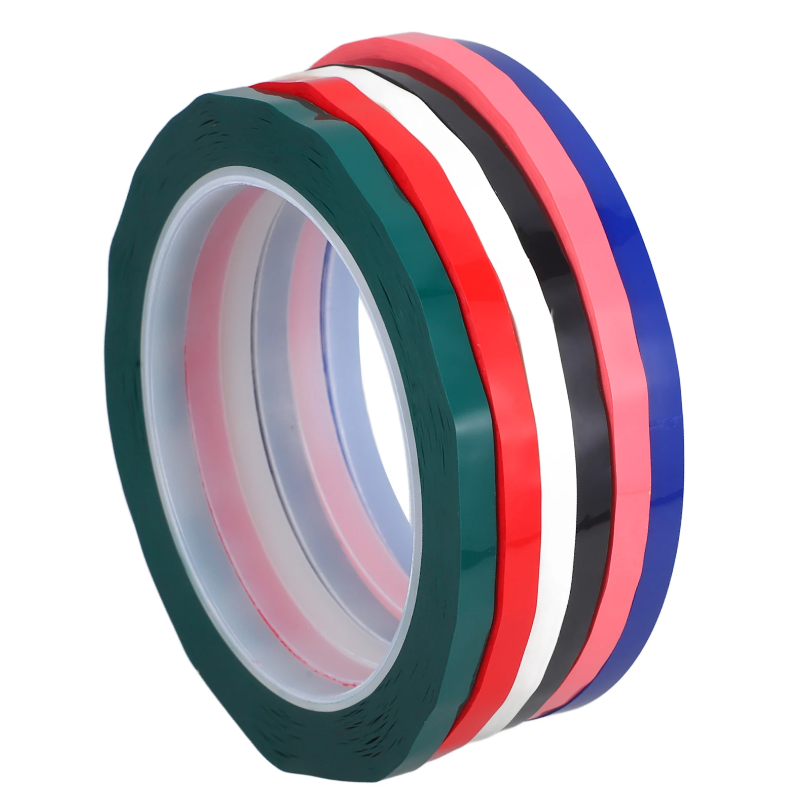 

6pcs Insulating Fine Tape Colored Heat Resistant Whiteboard Marking Adhesive Strip Labeling Identification Decorative Border