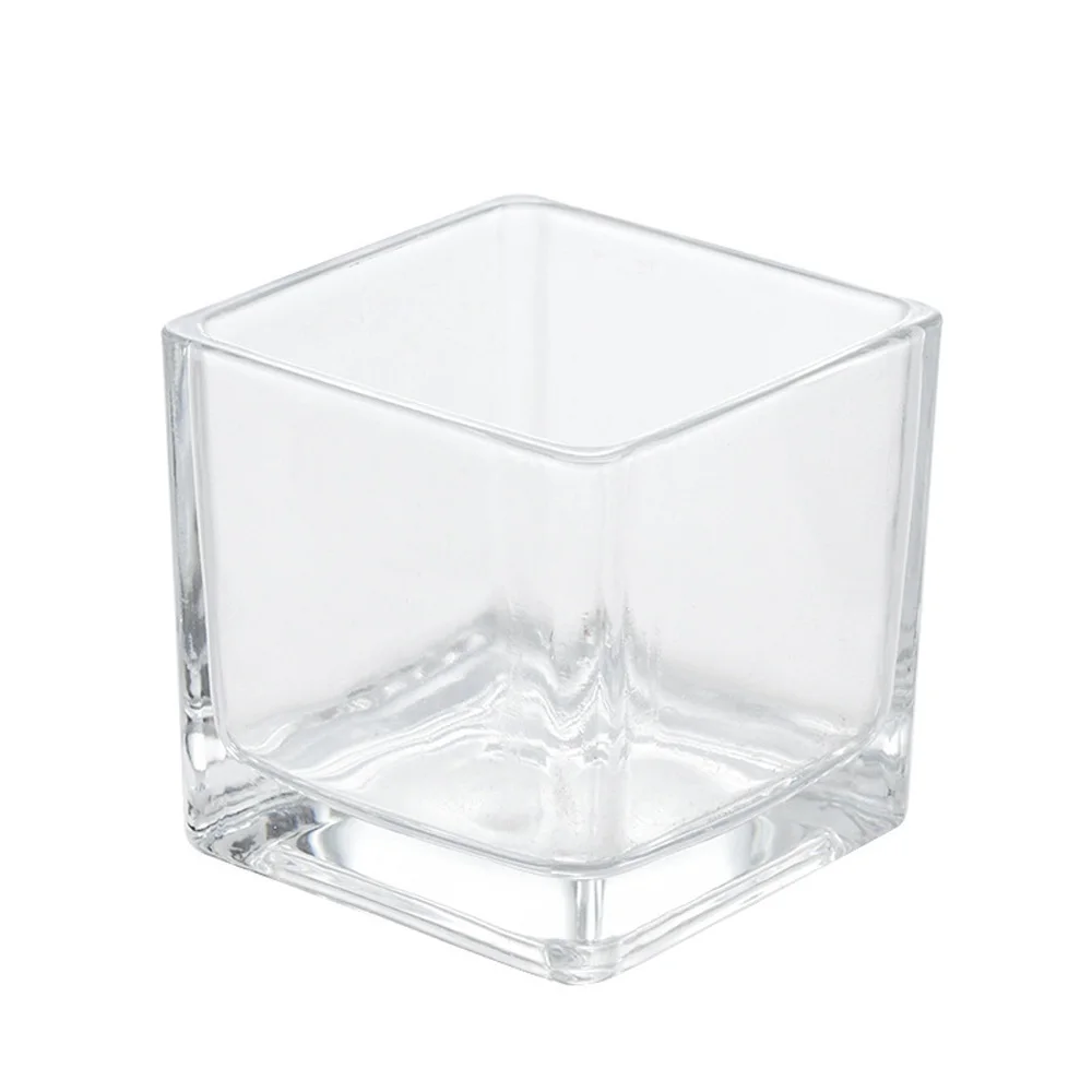 super white glass material square shape glass candle cup&candle jar&candle holder&candle stick