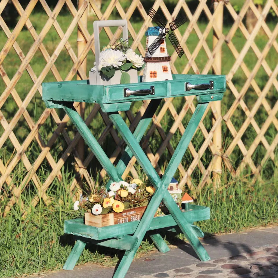 DSA vintage solid wood plant stand, pastoral country storage rack, tray, storage, garden horticulture