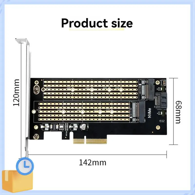 Populaire M.2 Dual M.2 PCIE 4.0-adapter voor Nvme / NGFF SSD NVME (M Key) en SATA (B Key) SSD naar Pcie X4 X8 X16-slot