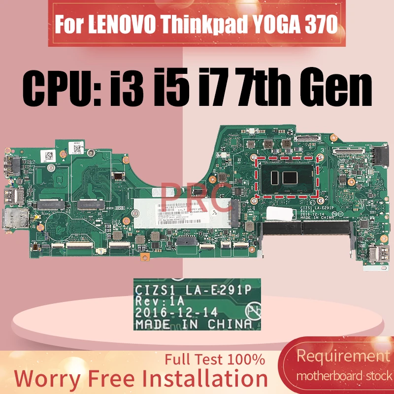 For LENOVO Thinkpad YOGA 370 Laptop Motherboard LA-E291P i3 i5 i7 7th Gen 01HY288 01HY173 10M88818 Notebook Mainboard