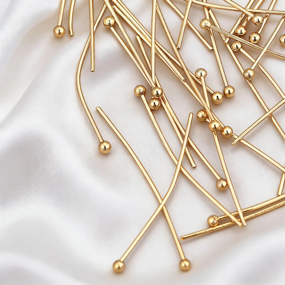 50 Stück 0,6mm Edelstahl Vergoldete Kopfstifte für DIY-Ohrringe, Handgefertigte Perlen-Schmuckherstellung Zubehör
