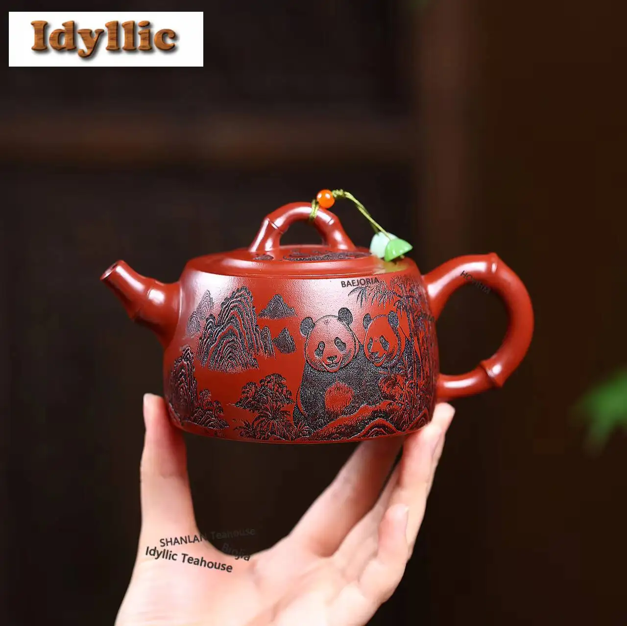 

230ml High-end Yixing Purple Clay Teapots Handmade Panda Brandreth Pot Raw Ore Dahongpao Mud Kettle Chinese Zisha Tea Set Gift