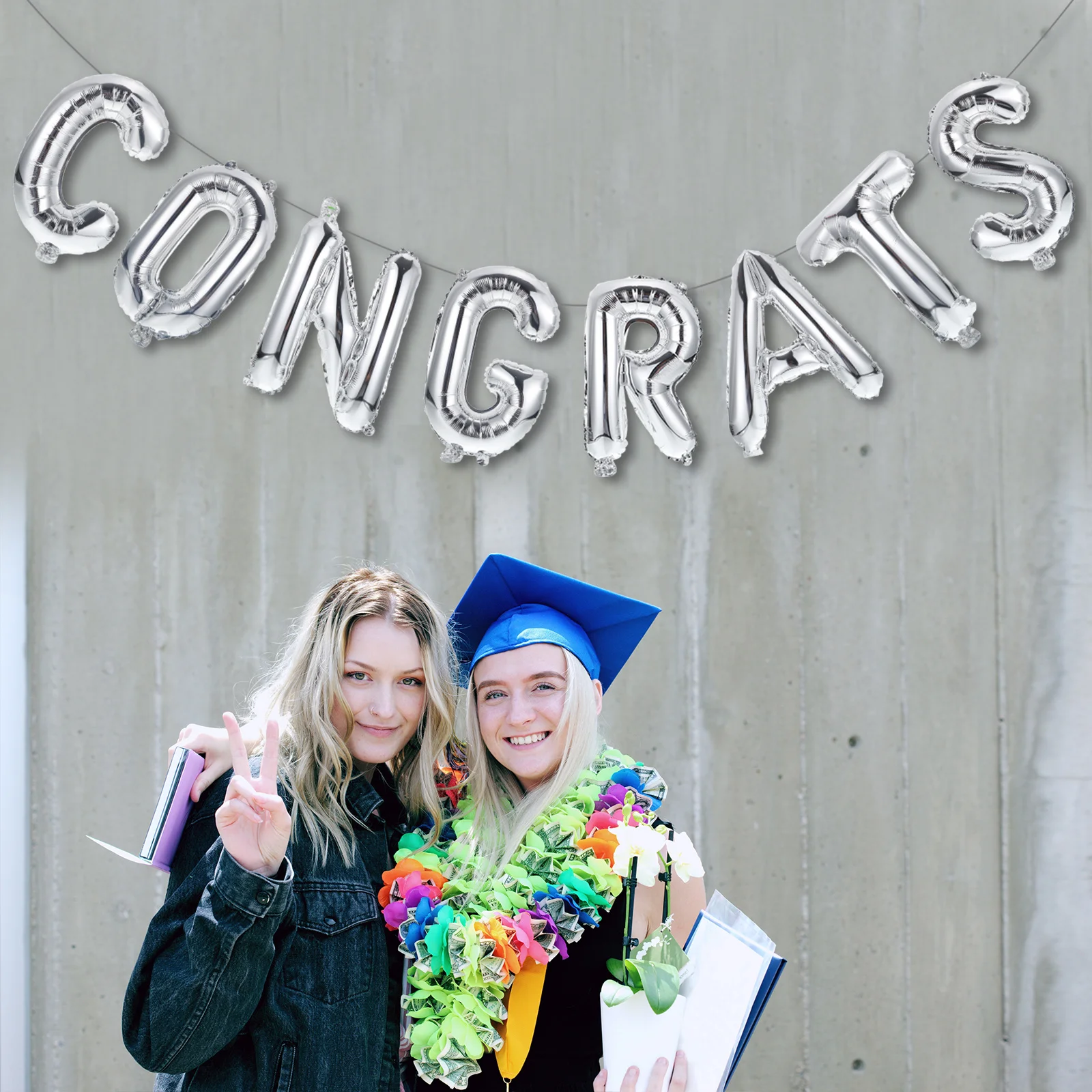 

1Set Exquisite Aluminum Film Balloons Bright Creative Letters Design Graduation Party Decorations Scene Balloons Set